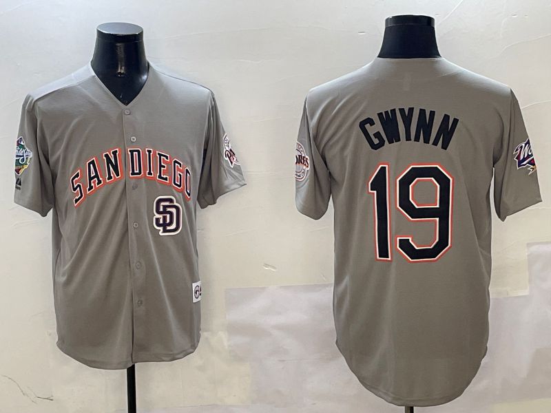 Men San Diego Padres #19 Gwynn Grey Throwback Game 2025 Nike MLB Jersey style 3128